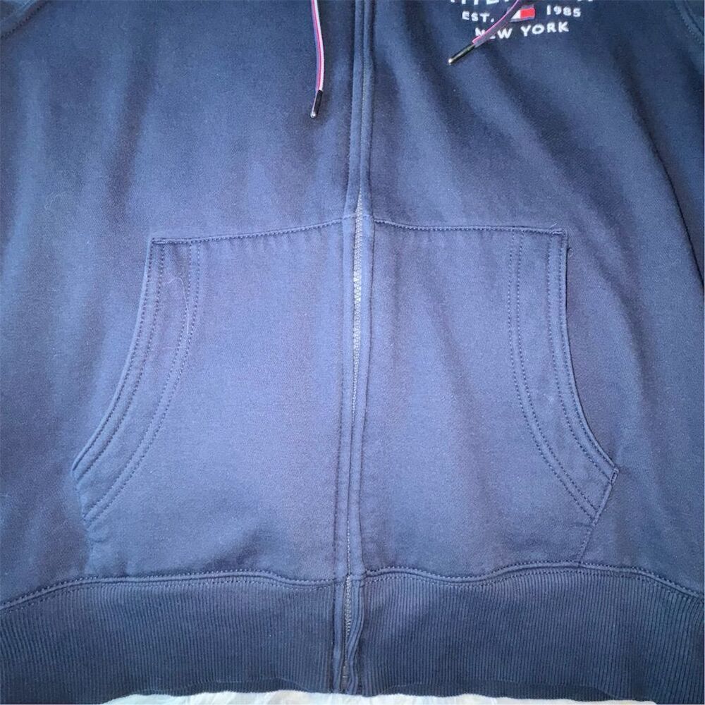 Tommy Hilfiger Women’s Hooded Zip-Up Logo Jacket Size L Deep Navy Blue Unisex - Picture 5 of 13